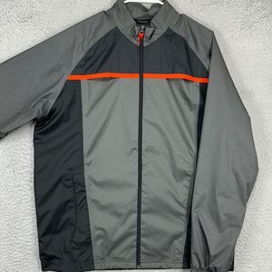 Adidas Windbreaker Jacket Mens Large Gray Climaproof Colorblock Water Resistant‎